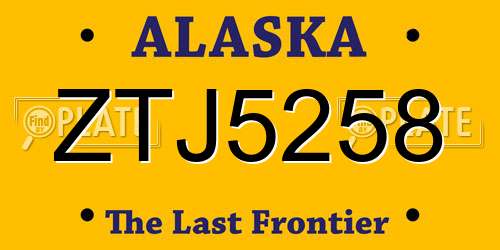 ZTJ5258 Alaska License Plate