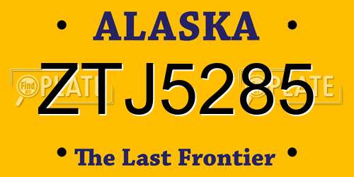 ZTJ5285 Alaska License Plate