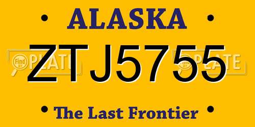 ZTJ5755 Alaska License Plate