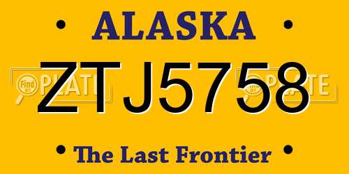 ZTJ5758 Alaska License Plate