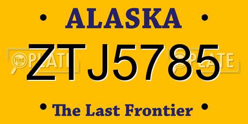ZTJ5785 Alaska License Plate