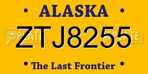 ZTJ8255 Alaska License Plate