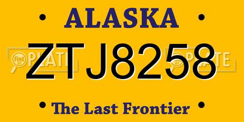 ZTJ8258 Alaska License Plate