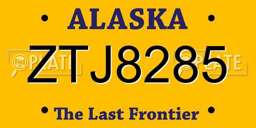 ZTJ8285 Alaska License Plate