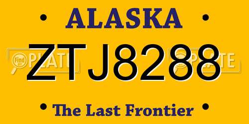ZTJ8288 Alaska License Plate