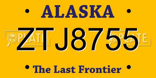 ZTJ8755 Alaska License Plate