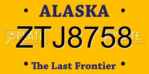 ZTJ8758 Alaska License Plate
