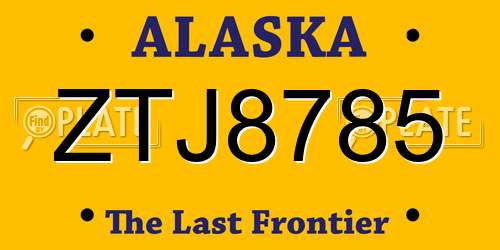 ZTJ8785 Alaska License Plate