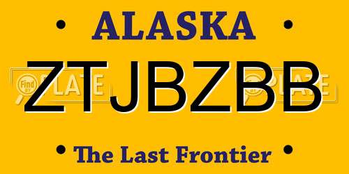 ZTJBZBB Alaska License Plate
