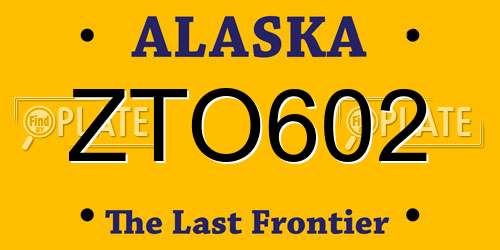 ZTO602 Alaska License Plate