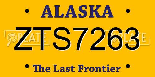 ZTS7263 Alaska License Plate