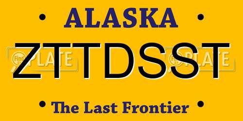 ZTTDSST Alaska License Plate