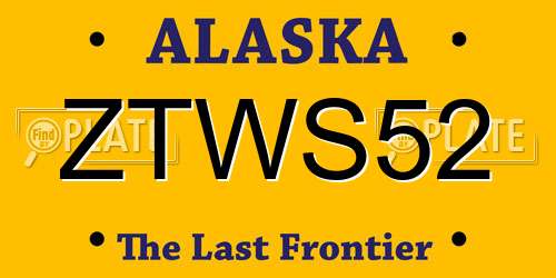 ZTWS52 Alaska License Plate
