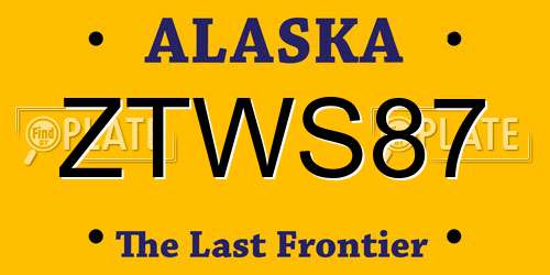ZTWS87 Alaska License Plate