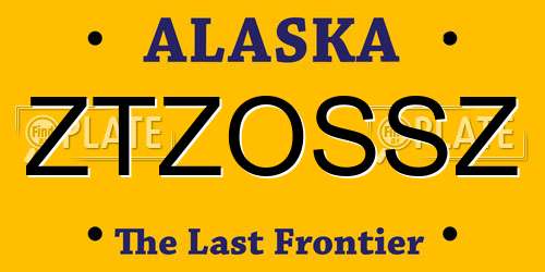 ZTZOSSZ Alaska License Plate