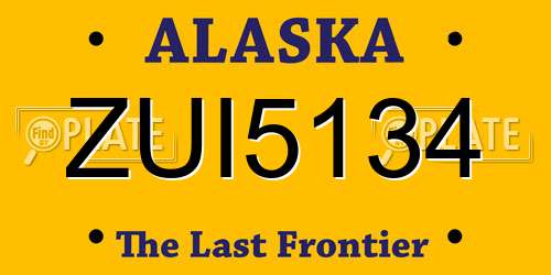 ZUI5134 Alaska License Plate