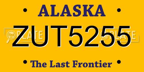 ZUT5255 Alaska License Plate