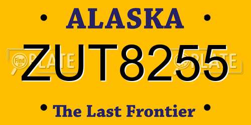 ZUT8255 Alaska License Plate