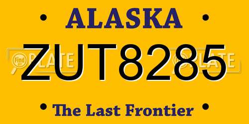 ZUT8285 Alaska License Plate