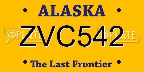 ZVC542 Alaska License Plate