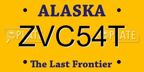 ZVC54T Alaska License Plate
