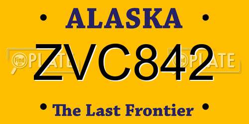 ZVC842 Alaska License Plate