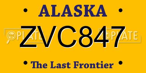 ZVC847 Alaska License Plate