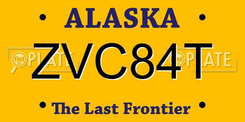 ZVC84T Alaska License Plate