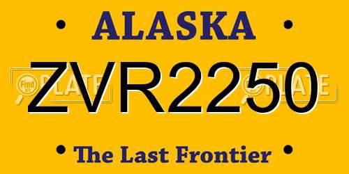 ZVR2250 Alaska License Plate