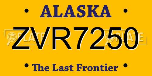 ZVR7250 Alaska License Plate