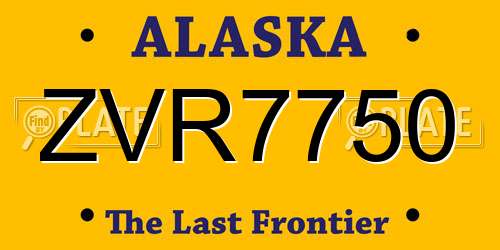 ZVR7750 Alaska License Plate