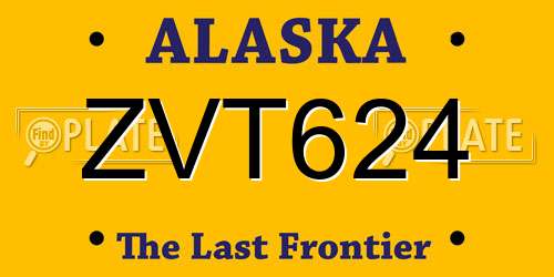 ZVT624 Alaska License Plate