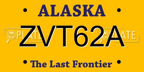 ZVT62A Alaska License Plate