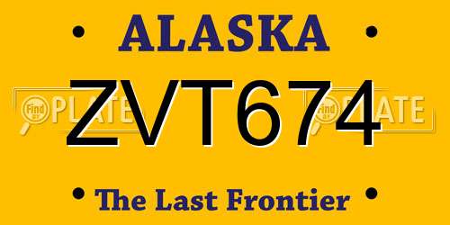 ZVT674 Alaska License Plate