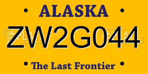ZW2G044 Alaska License Plate