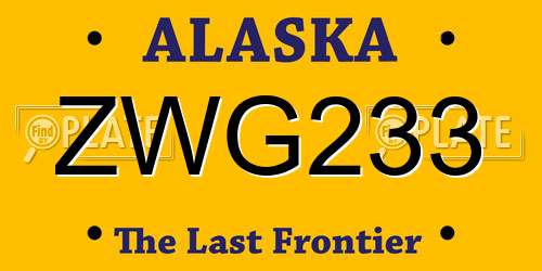 ZWG233 Alaska License Plate