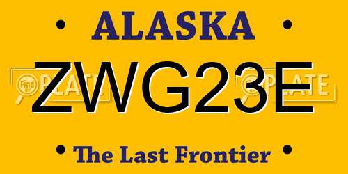 ZWG23E Alaska License Plate
