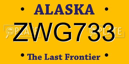ZWG733 Alaska License Plate