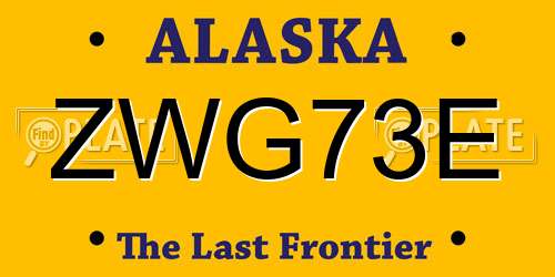 ZWG73E Alaska License Plate