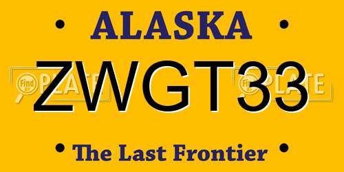ZWGT33 Alaska License Plate