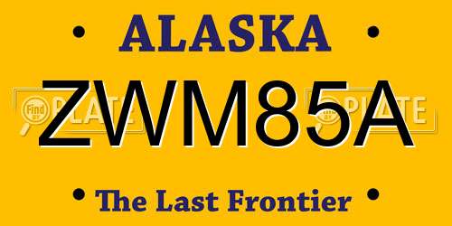 ZWM85A Alaska License Plate