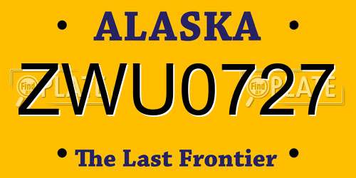 ZWU0727 Alaska License Plate