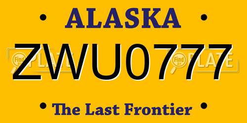 ZWU0777 Alaska License Plate