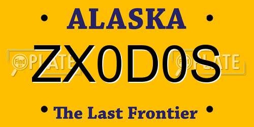 ZX0D0S Alaska License Plate
