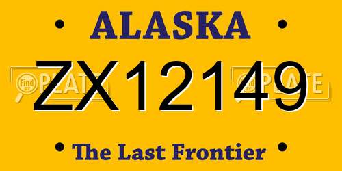 ZX12149 Alaska License Plate