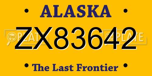 ZX83642 Alaska License Plate