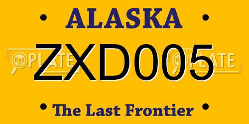 ZXD005 Alaska License Plate