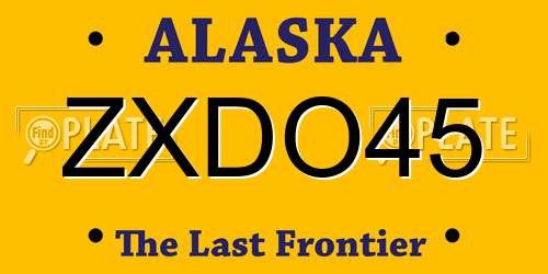ZXDO45 Alaska License Plate