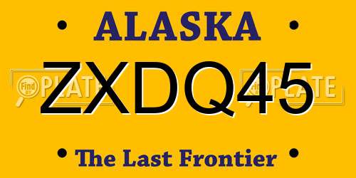 ZXDQ45 Alaska License Plate