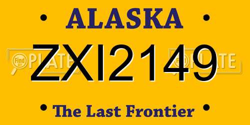 ZXI2149 Alaska License Plate